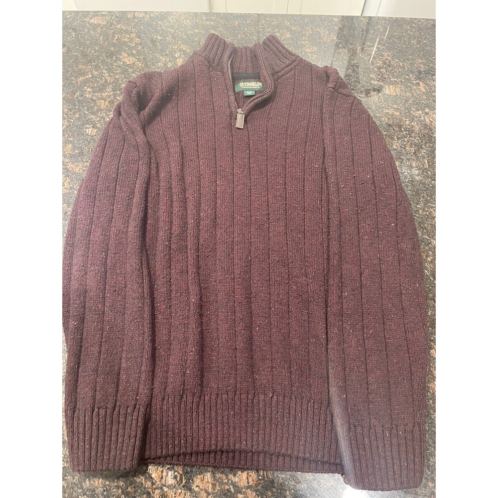 Outdoor Life Sweater Quarter Zip Sweater Men's XL Burgundy Sweater